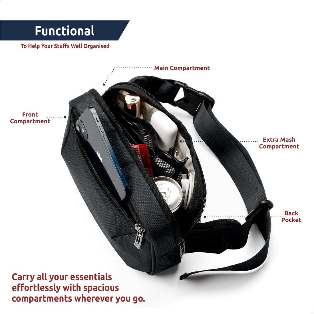 Black Glide Waist Bag