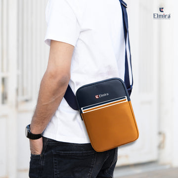 Mustard-Navy Echelon Sling Bag