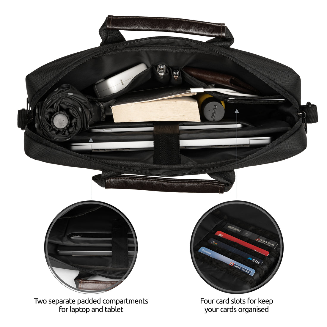 Black Elmira Solace Laptop Messenger Bag