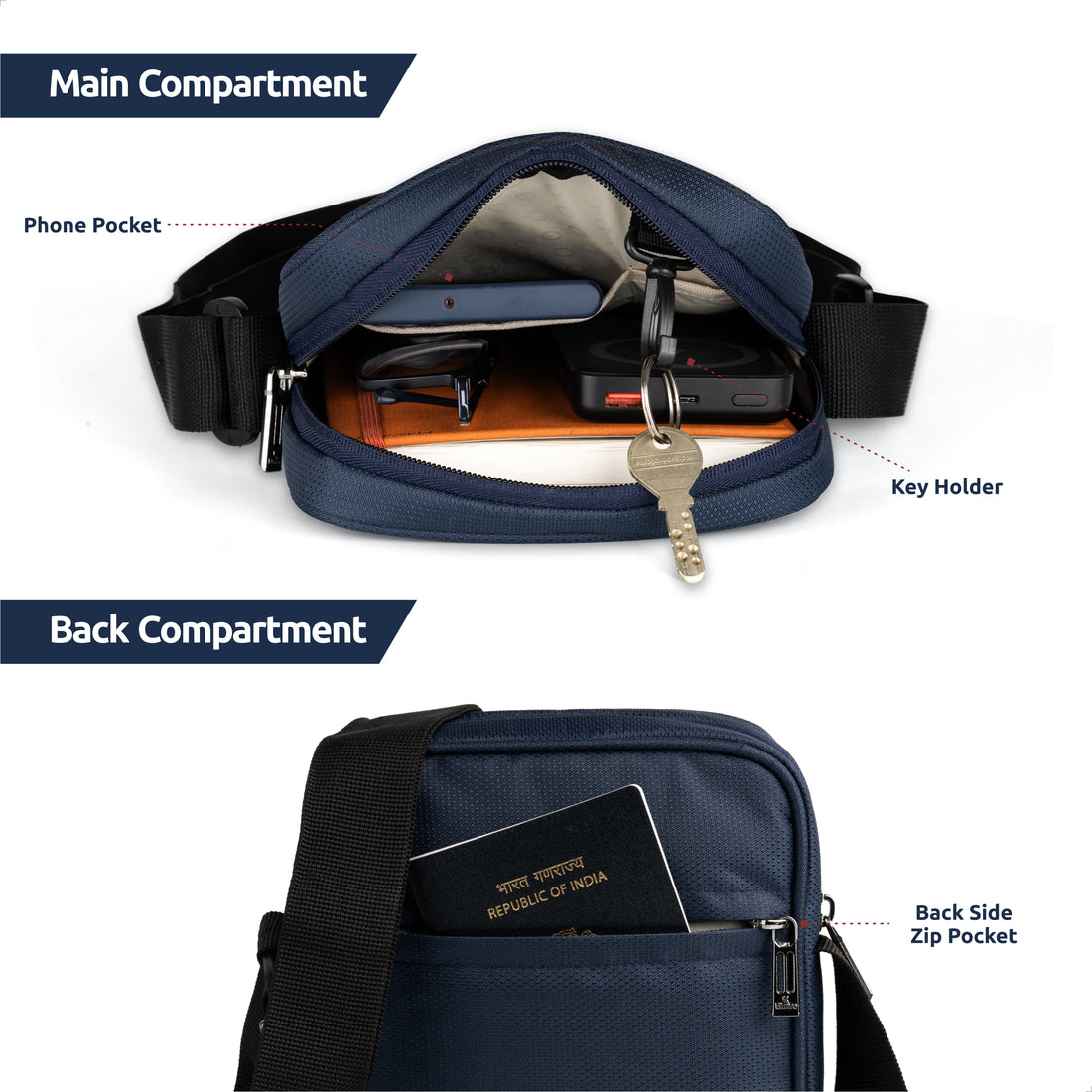 Navy Blue Vertex Sling Bag