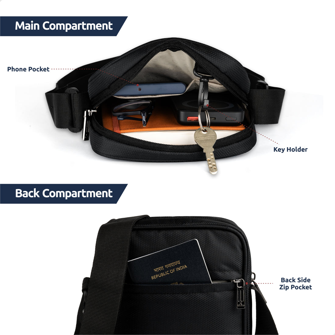 Black Vertex Sling Bag