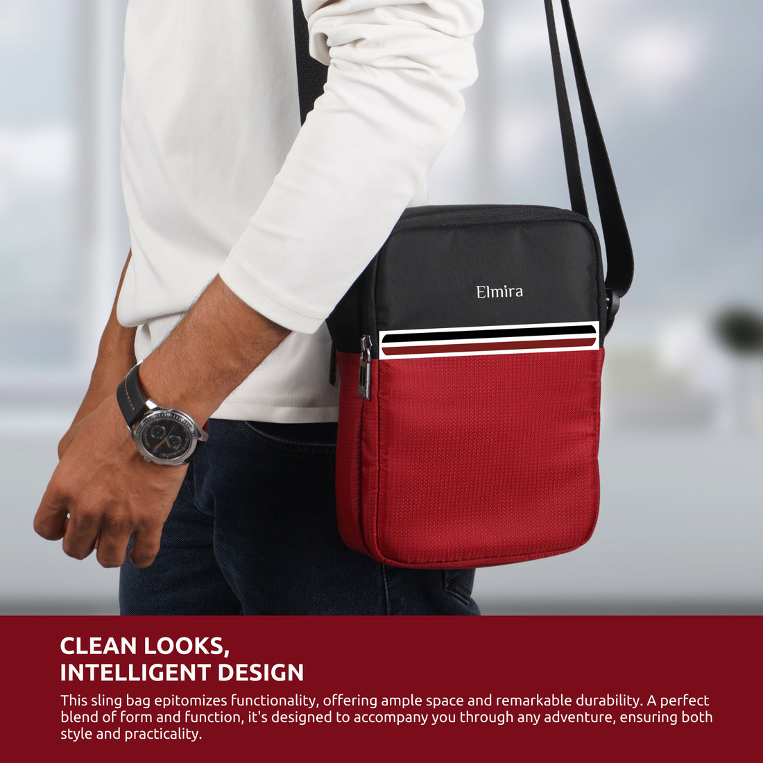 Maroon-Black Echelon Sling Bag